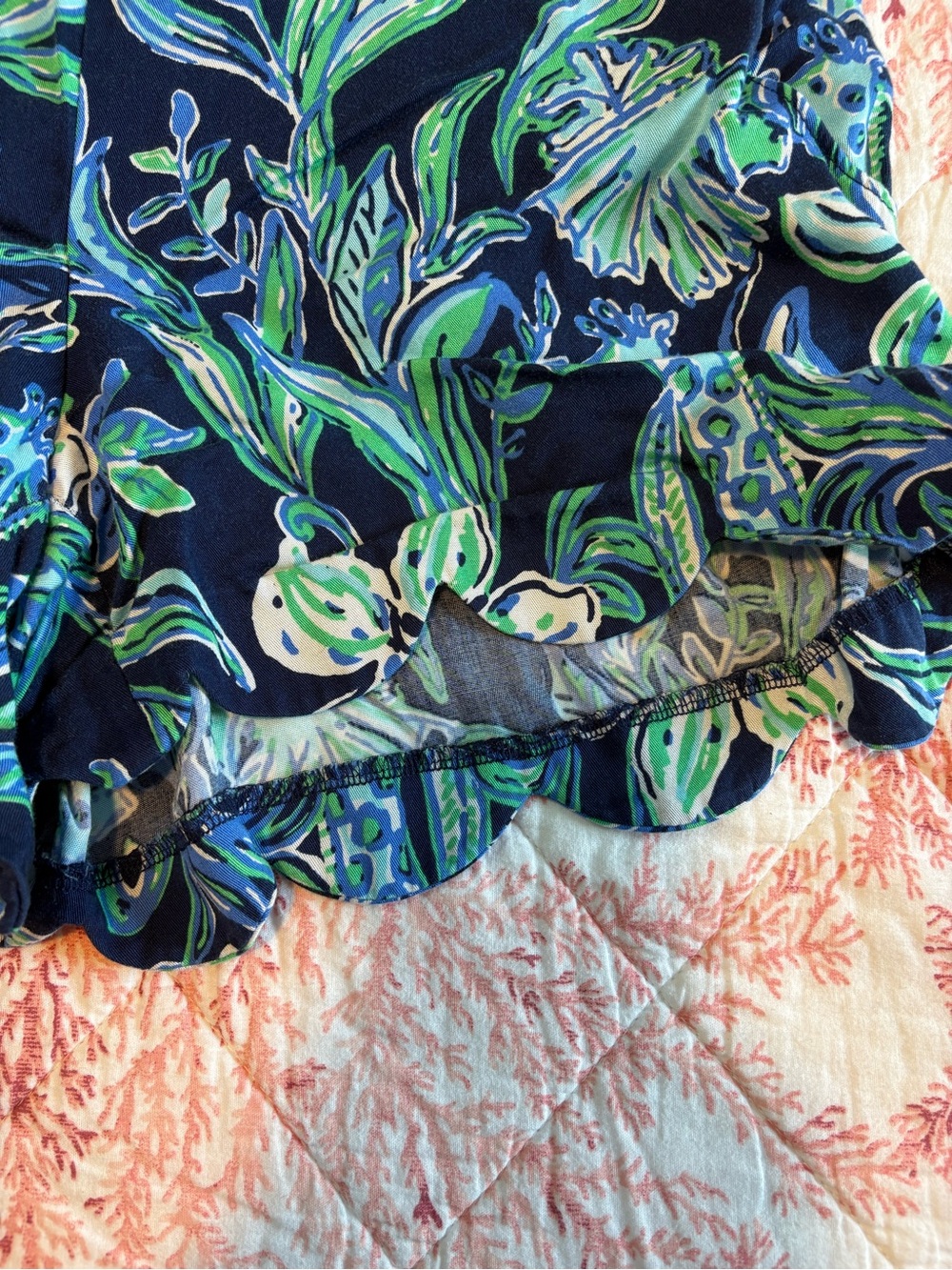 Lilly Pulitzer Navy Blue Green Tropical Print Skirt - Picture 2 of 4